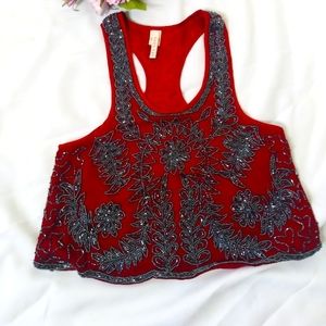 Raga Hand Beaded Cropped Tank Top